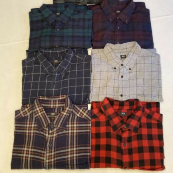 Lot of 7 Uniqlo Flannels Men Size Small Plaid Mix! - Picture 2 of 6